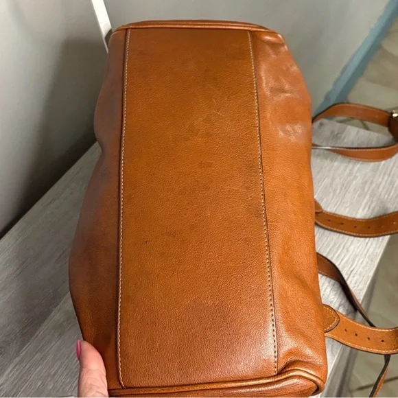 Authentic Mulberry Alexa Leather Satchel with Brass Turnlock - Cognac Brown - Picture 9 of 16